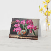 Roze Orchidee Bloem Plant Stilleven Kaart (Gele Bloem)