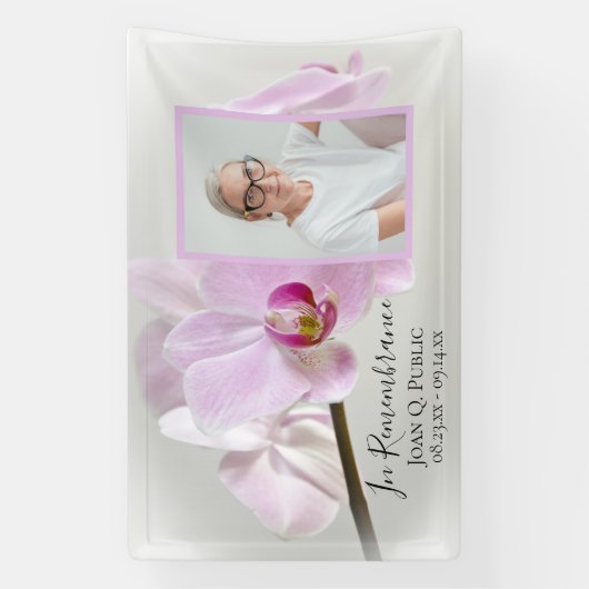 Roze Orchidee Bloem Viering van het Leven Begrafen Spandoek (Verticaal)
