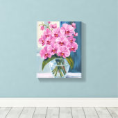 Roze Orchidee Bloemboeket Waterverf Canvas Afdruk (Insitu (Houten vloer))
