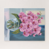Roze Orchidee Bloemboeket Waterverf Legpuzzel (Horizontaal)