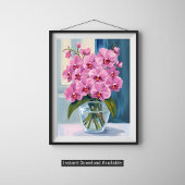 Roze Orchidee Bloemboeket Waterverf Poster