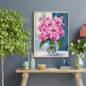 Roze Orchidee Bloemboeket Waterverf Poster