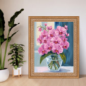 Roze Orchidee Bloemboeket Waterverf Poster