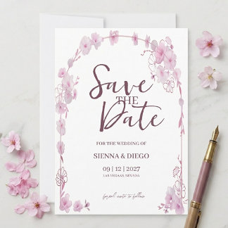 Roze Orchidee Bloemboog Elegante Moderne Trouw Save The Date