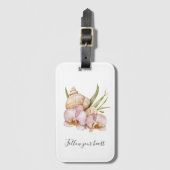 Roze Orchidee Bloemen Bagagelabel (Voorkant (verticaal))
