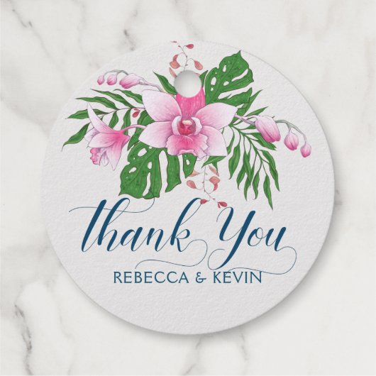 Roze orchidee bloemen bouquet Bedankt voor de typo Bedankjes Labels (Achterkant)