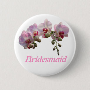 roze orchidee bloemen bruidsmeisje trouw knoopsgat ronde button 5,7 cm