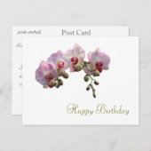  roze orchidee bloemen gefeliciteerd briefkaart (Voorkant / Achterkant)