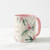 Roze Orchidee Bloemen Gouden Glitter Glans Helder Mok (Voorkant rechts)