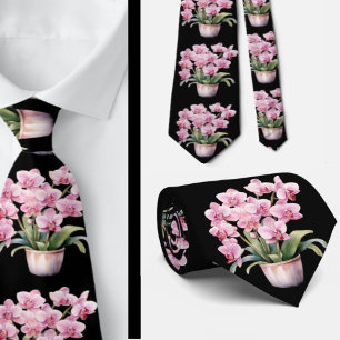 Roze Orchidee Bloemen Heren Das