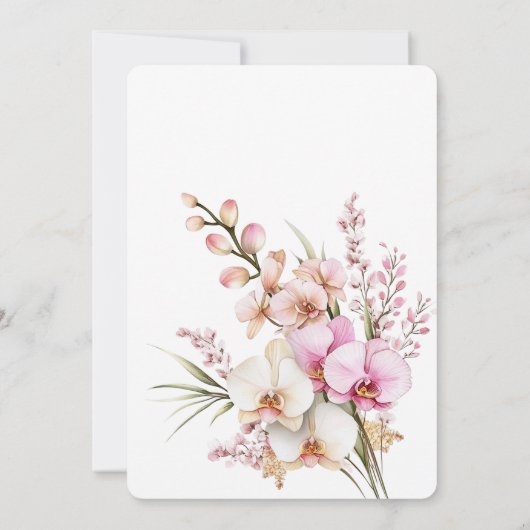  Roze Orchidee Bloemen Huwelijk Kaart (Achterkant)