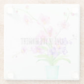 Roze Orchidee Bloemen in Vaas Glazen Onderzetter (Achterkant)