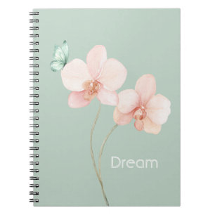 Roze Orchidee Bloemen Mint Vlinder Droom Notitieboek