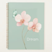 Roze Orchidee Bloemen Mint Vlinder Droom Planner (Voorkant)
