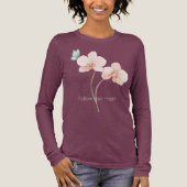 Roze Orchidee Bloemen Mintgroene Vlinder Tri-Blend Shirt (Voorkant)