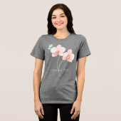 Roze Orchidee Bloemen Mintgroene Vlinder Tri-Blend Shirt (Voorkant volledig)