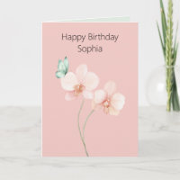 Roze Orchidee Bloemen Mintgroene Vlinder Verjaarda