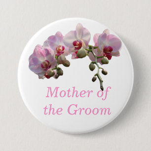 roze orchidee bloemen moeder, vader van de bruideg ronde button 7,6 cm