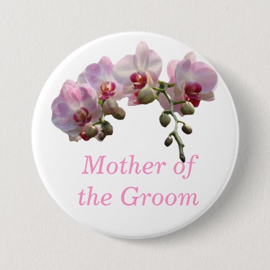 roze orchidee bloemen moeder , vader van de groom ronde button 7,6 cm (Voorkant)