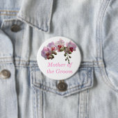 roze orchidee bloemen moeder , vader van de groom ronde button 7,6 cm (In situ)