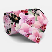 Roze Orchidee Bloemen Necksjaal Stropdas (Opgerold)