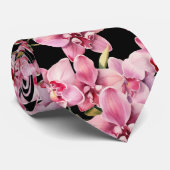 Roze Orchidee Bloemen Necksjaal Stropdas (Opgerold)