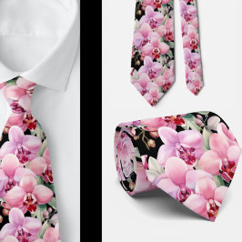 Roze Orchidee Bloemen Necksjaal Stropdas