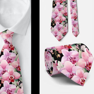 Roze Orchidee Bloemen Necksjaal Stropdas