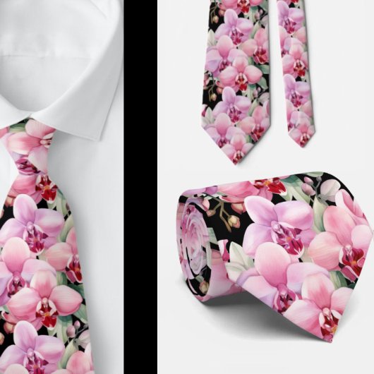 Roze Orchidee Bloemen Necksjaal Stropdas