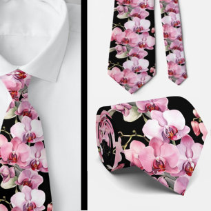 Roze Orchidee Bloemen Necksjaal Stropdas