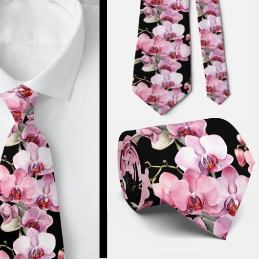 Roze Orchidee Bloemen Necksjaal Stropdas