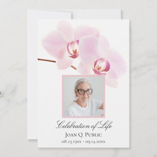 Roze Orchidee Bloemen op Witte Viering van het Lev Kaart (Voorkant)