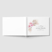 Roze Orchidee Bloemen Pampas Grass Bruiloft Gastenboek (Volledig)