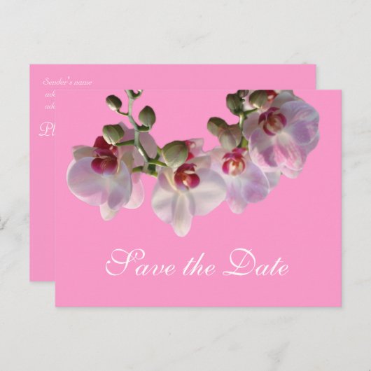  roze orchidee bloemen roze behalve de datum aankondigingskaart (Voorkant / Achterkant)