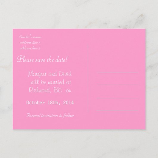  roze orchidee bloemen roze behalve de datum aankondigingskaart (Achterkant)