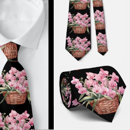 Roze Orchidee Bloemen Stropdas