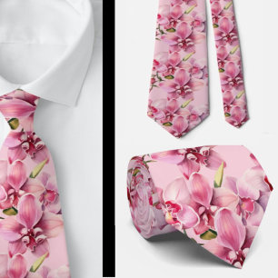 Roze Orchidee Bloemen Stropdas
