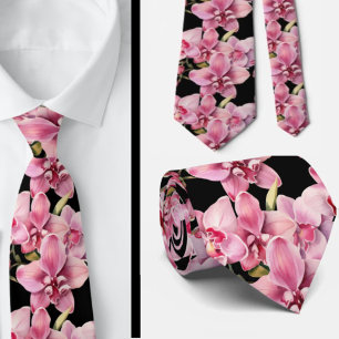 Roze Orchidee Bloemen Stropdas