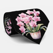 Roze Orchidee Bloemen Stropdas (Opgerold)