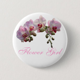 roze orchidee bloemen trouw knoop ronde button 5,7 cm