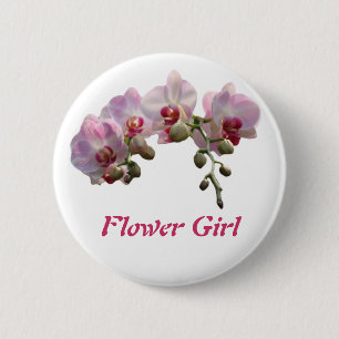 roze orchidee bloemen trouw knoop ronde button 5,7 cm
