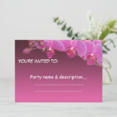 roze orchidee bloemen uitnodiging (Staand voorkant)