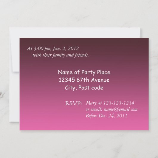 roze orchidee bloemen uitnodiging (Achterkant)