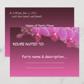 roze orchidee bloemen uitnodiging (Voorkant / Achterkant)