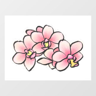 Roze Orchidee Bloemen Waterverf Design Raamsticker