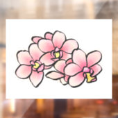 Roze Orchidee Bloemen Waterverf Design Raamsticker (Vel 2)