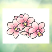 Roze Orchidee Bloemen Waterverf Design Raamsticker (Vel 3)