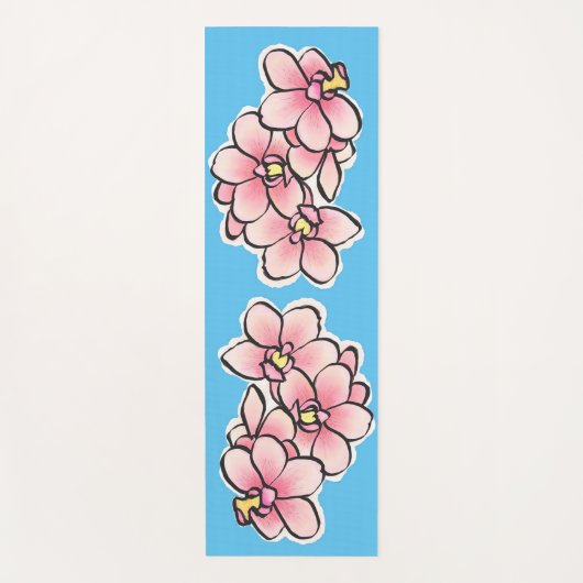 Roze Orchidee Bloemen Waterverf Design Yogamat (Voorkant)