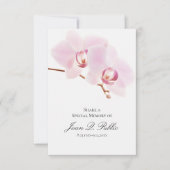 Roze Orchidee Bloemen Wit Deel een Herinneringsbeg Notitiekaartje (Voorkant)