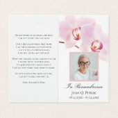 Roze Orchidee Bloemen Witte Begrafenis Gebed Visitekaartje (Buitenkant ongevouwen)
